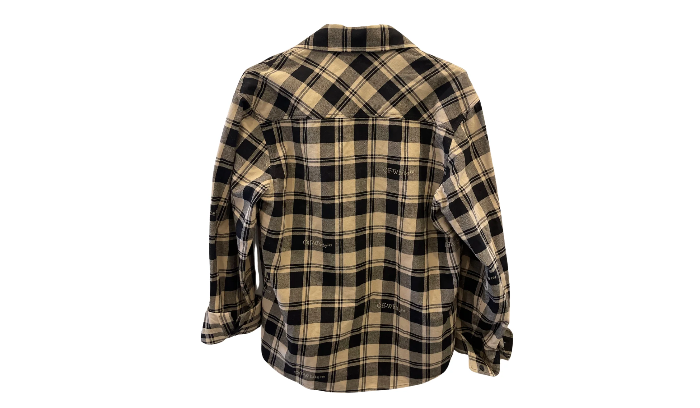 Used Off-White Embroidered Checked Cotton Flannel Shirt - Image 3